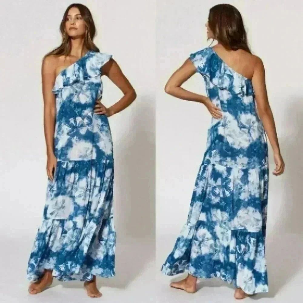 Anthropologie Red Carter Priscilla Tie-Dye Cover-Up Maxi Dress Size Medium